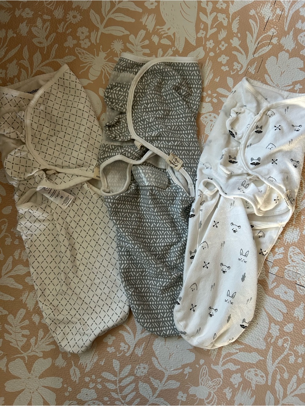 3-Pack Baby Organic Cotton Sleep Sacks in Cream, Gray, and White